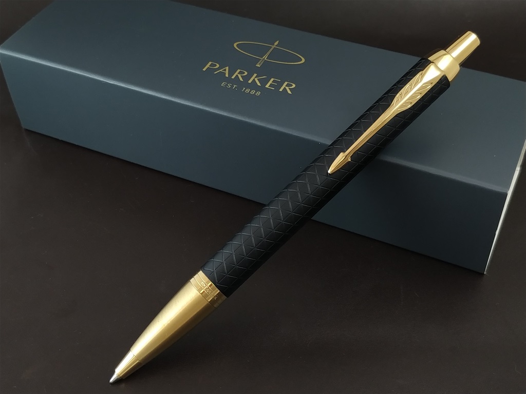 Parker IM Premium系列磨砂黑色三角紋金夾原子筆